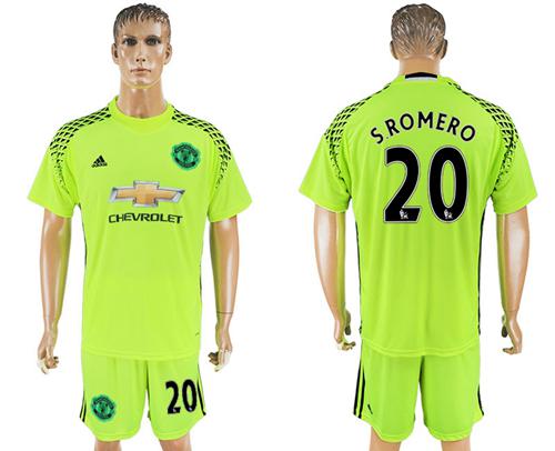 Manchester United #20 S.Romero Shiny Green Goalkeeper Soccer Club Jersey - Click Image to Close